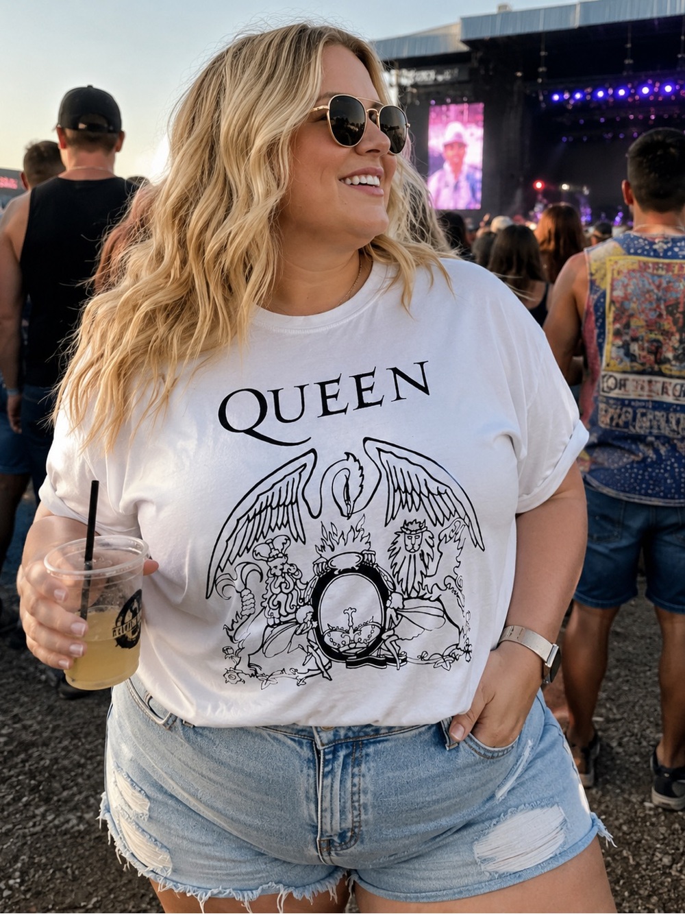 Queen Logo Graphic Short Sleeve Tee in White
